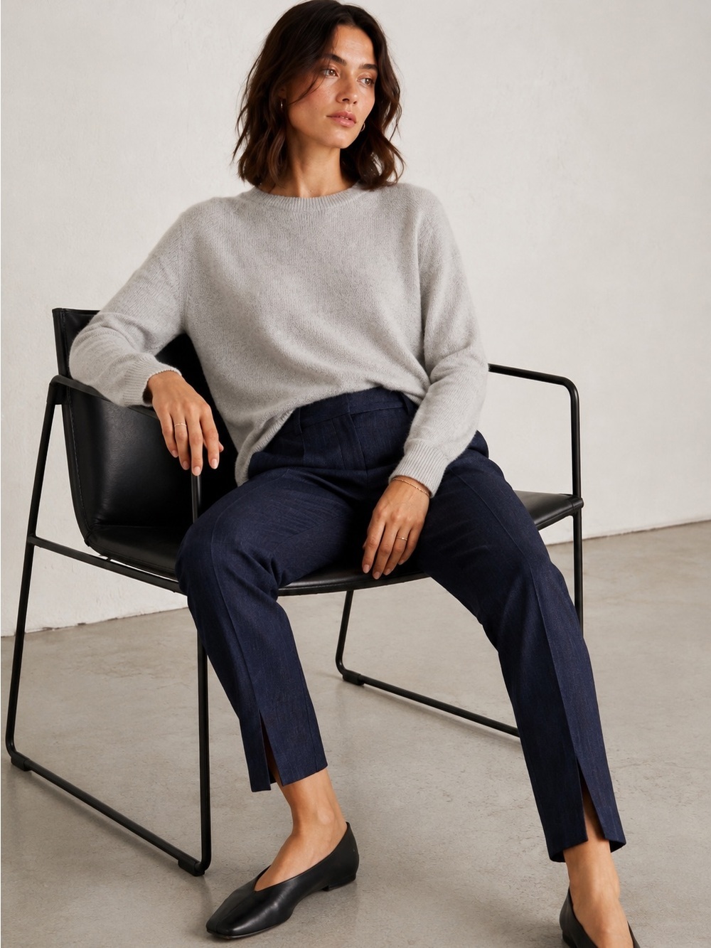Tibi Beatle Pants Dark Denim Blue Slit Front Ankle Pants 2